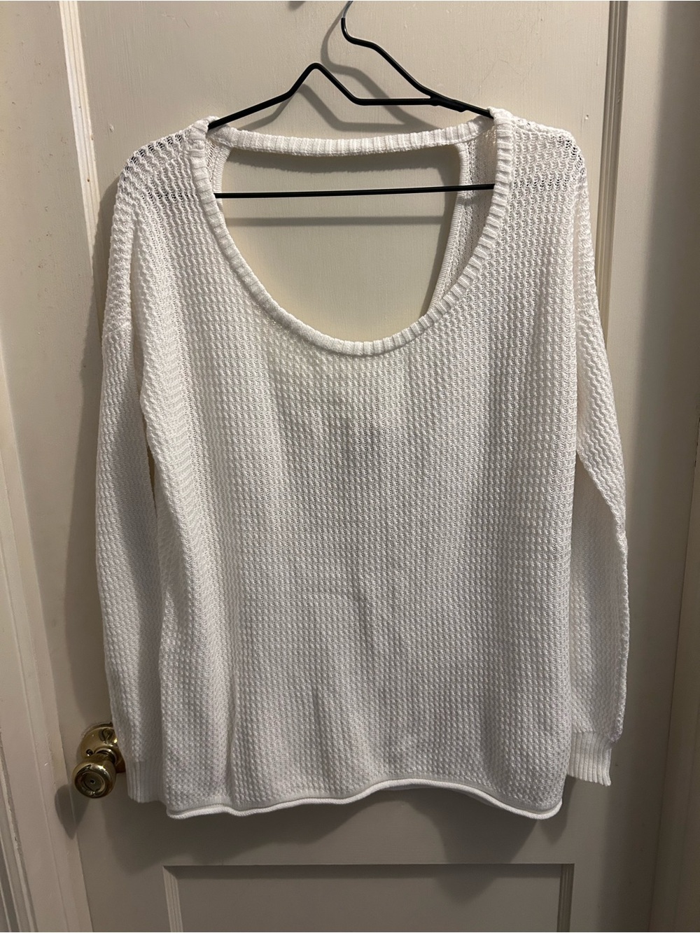 New Show Me Your MuMu White Scoop Neck‎ Waffle Knit Ryan Rene Reversible Sweater